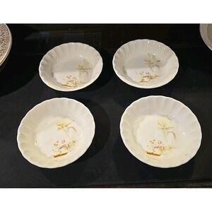 Vintage/Antique W.S. George China 5" desert dish/bowl Set of 4‎ Flowers Basket